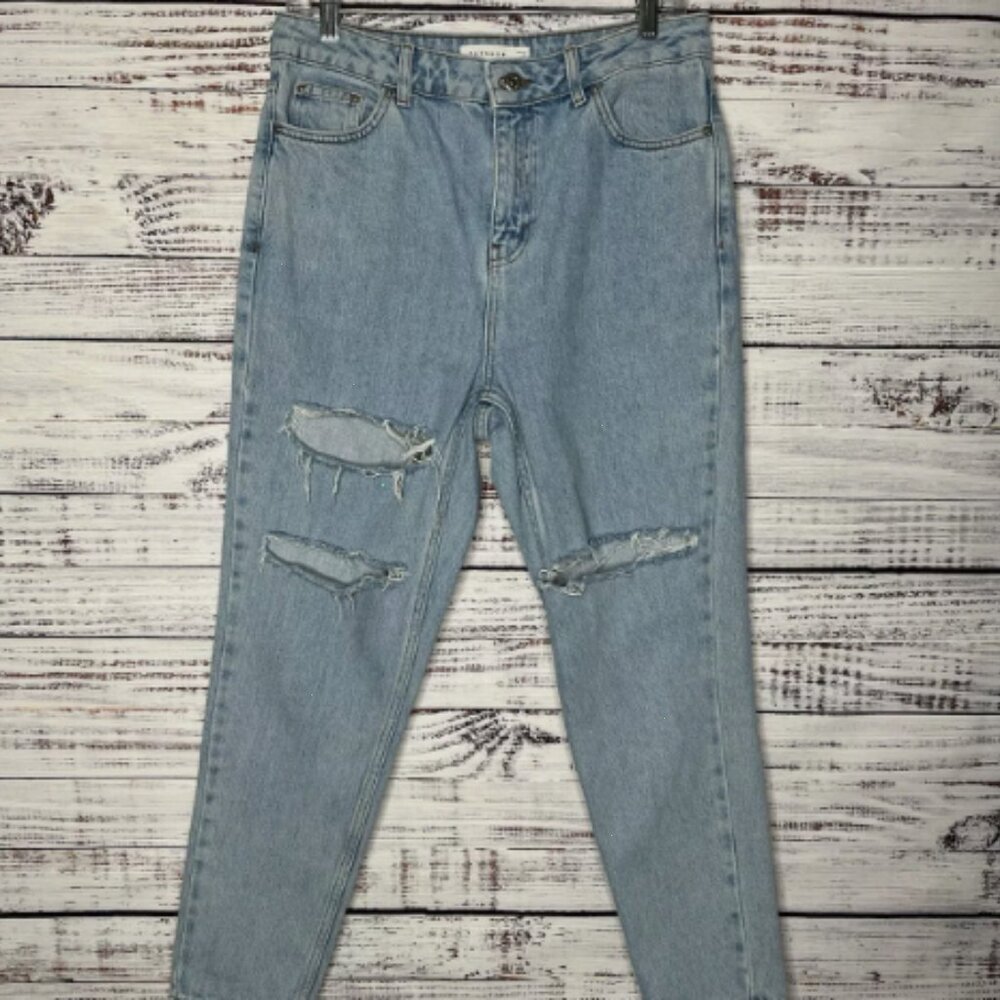 Jeans High Waist Rise Skinny Distressed Wash Light Blue 30